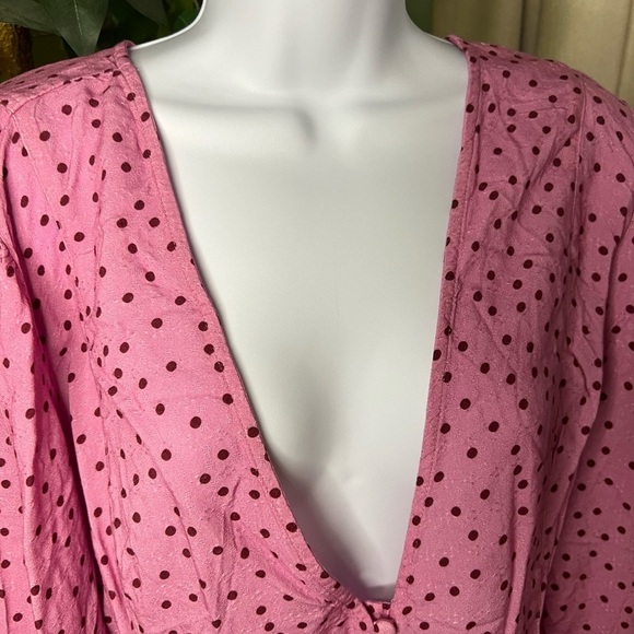 FREE PEOPLE Maye Printer Top Polka Dress Size XL Pink Combo - Picture 5 of 9